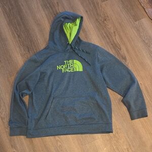 The North Face Men's Charcoal Hoodie with Lime Logo